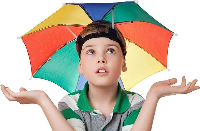 Costumes & Accessories: RAINBOW UMBRELLA HAT Rain Novelty Cap Costume Outdoor Camping Beach Fishing