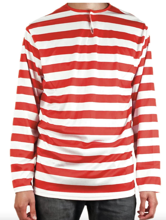 ADULTS Book Week Red and White Striped Top Shirt Costume Party Dress Up - Large