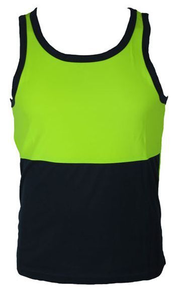 Men's Tops & T-shirts: Hi Vis SINGLET Work Wear Safety Tank Top Fluro Micro Mesh UPF50+ High Visibility - Lime - Small
