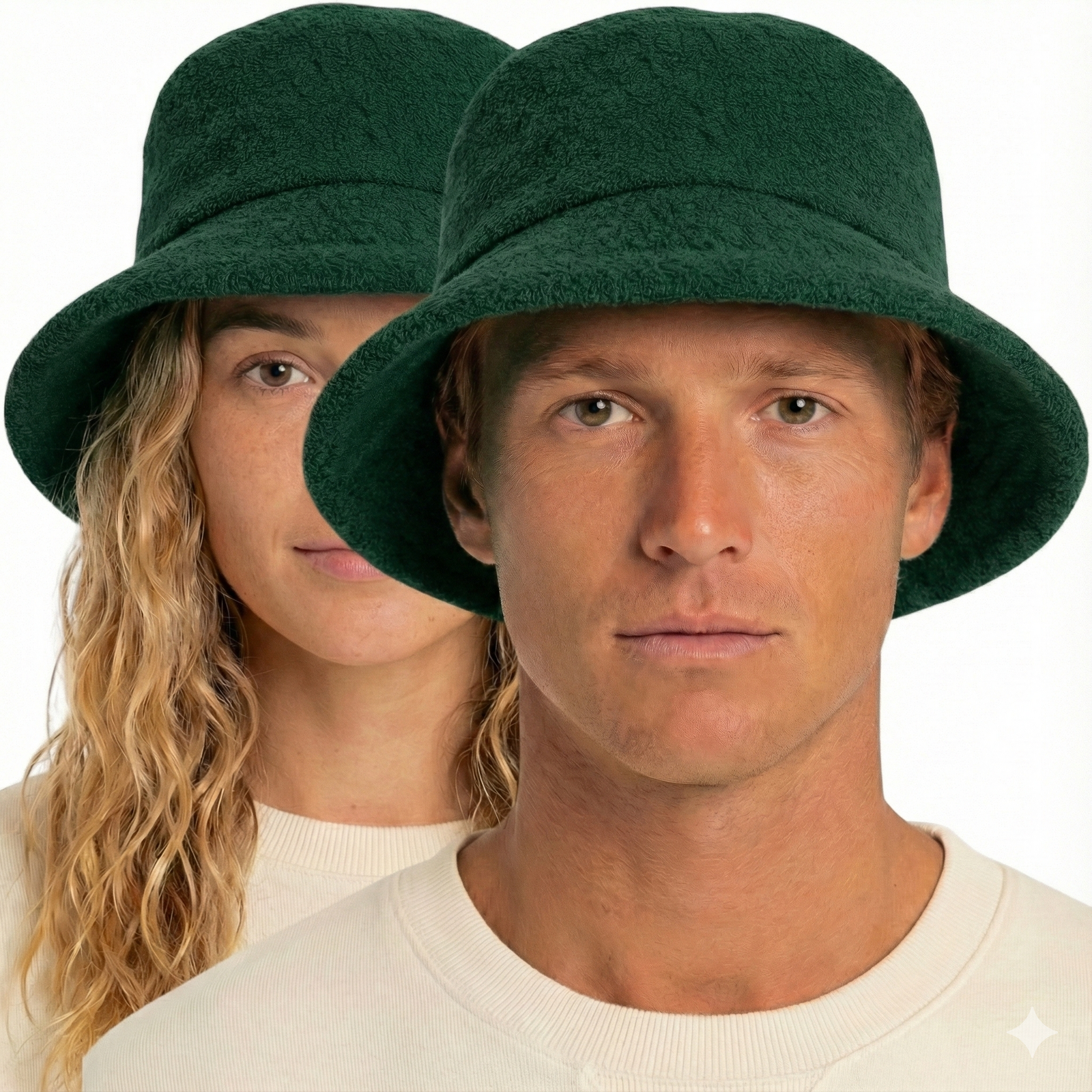 100% Cotton Terry Towelling Bucket Hat Daggy Fishing Camping Lad Cap in Bottle Green - Large