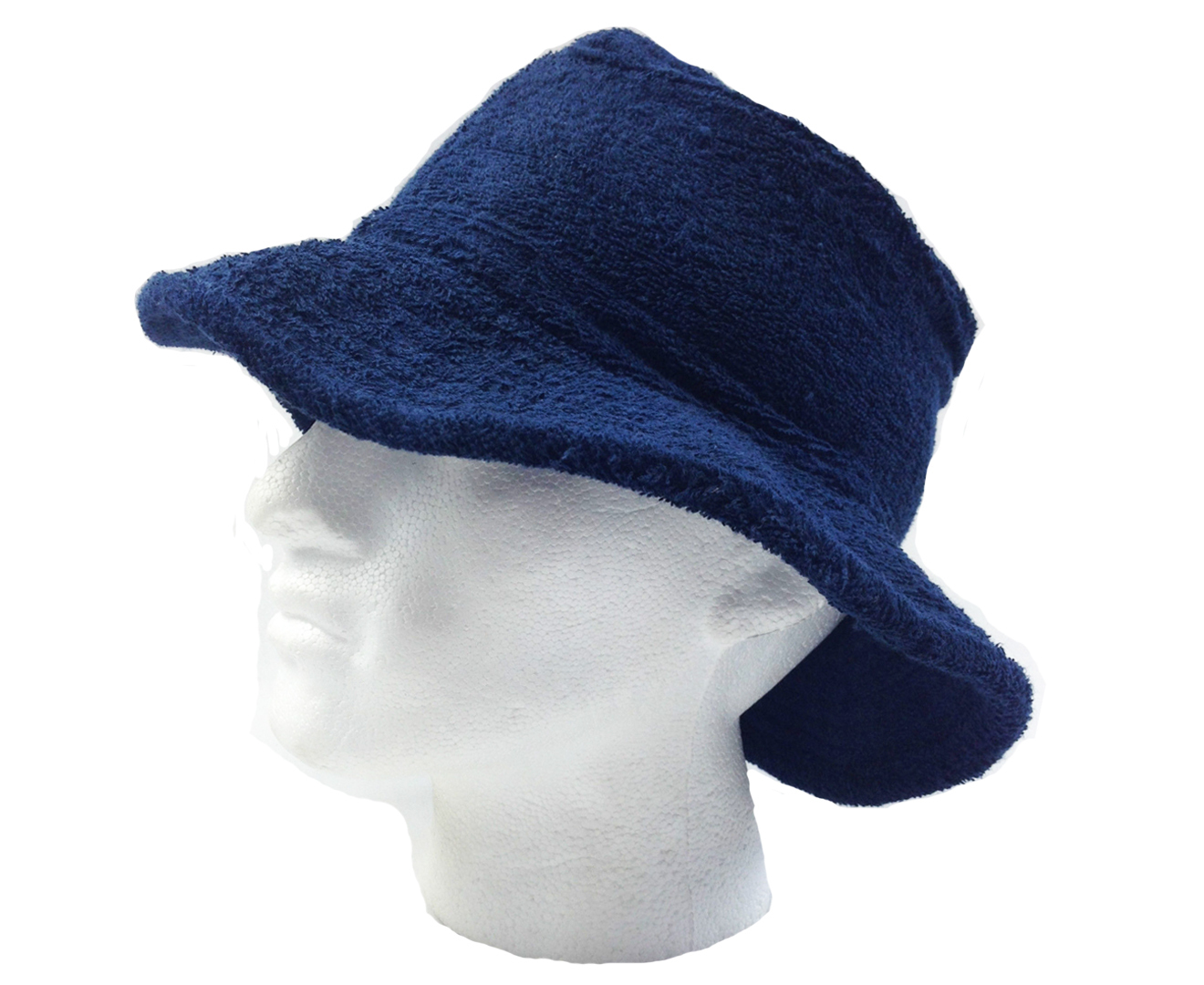 100% Cotton Terry Towelling Bucket Hat Daggy Fishing Camping Lad Cap in Navy Blue - Small