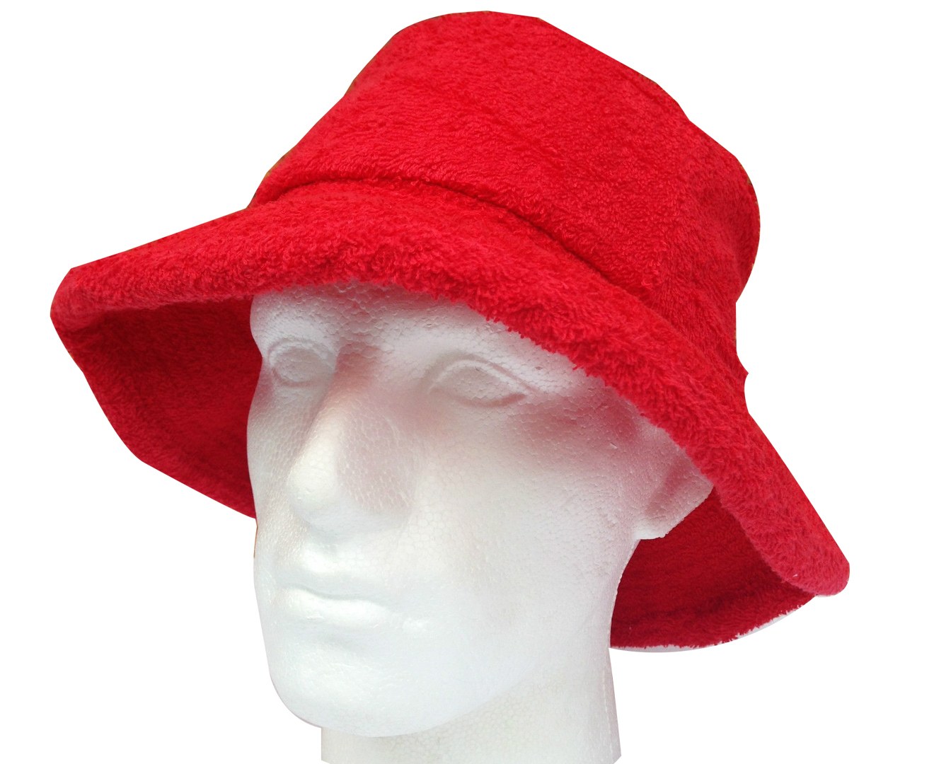 100% Cotton Terry Towelling Bucket Hat Daggy Fishing Camping Lad Cap in Red - XX-Large