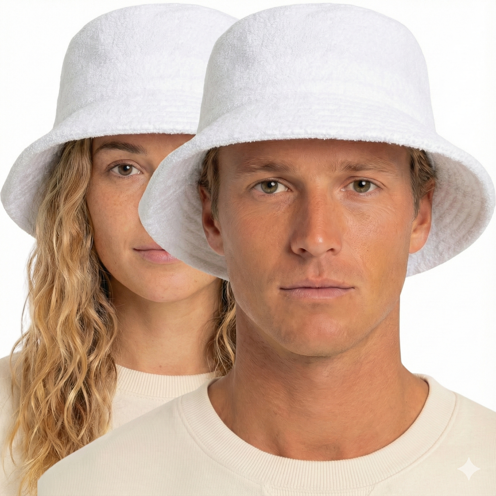 100% Cotton Terry Towelling Bucket Hat Daggy Fishing Camping Lad Cap in White - XXL
