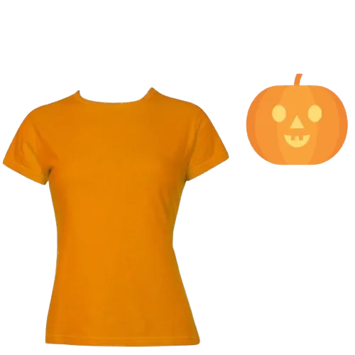 Womens HALLOWEEN T Shirt 100% COTTON Blank Tee Costume Ladies Party - Pumpkin Colour