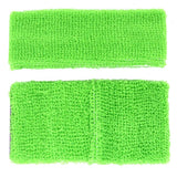 Costumes & Accessories: WRISTBAND & HEADBAND SET Tennis Terry Towelling Cotton Sweat Band - Fluro Light Green