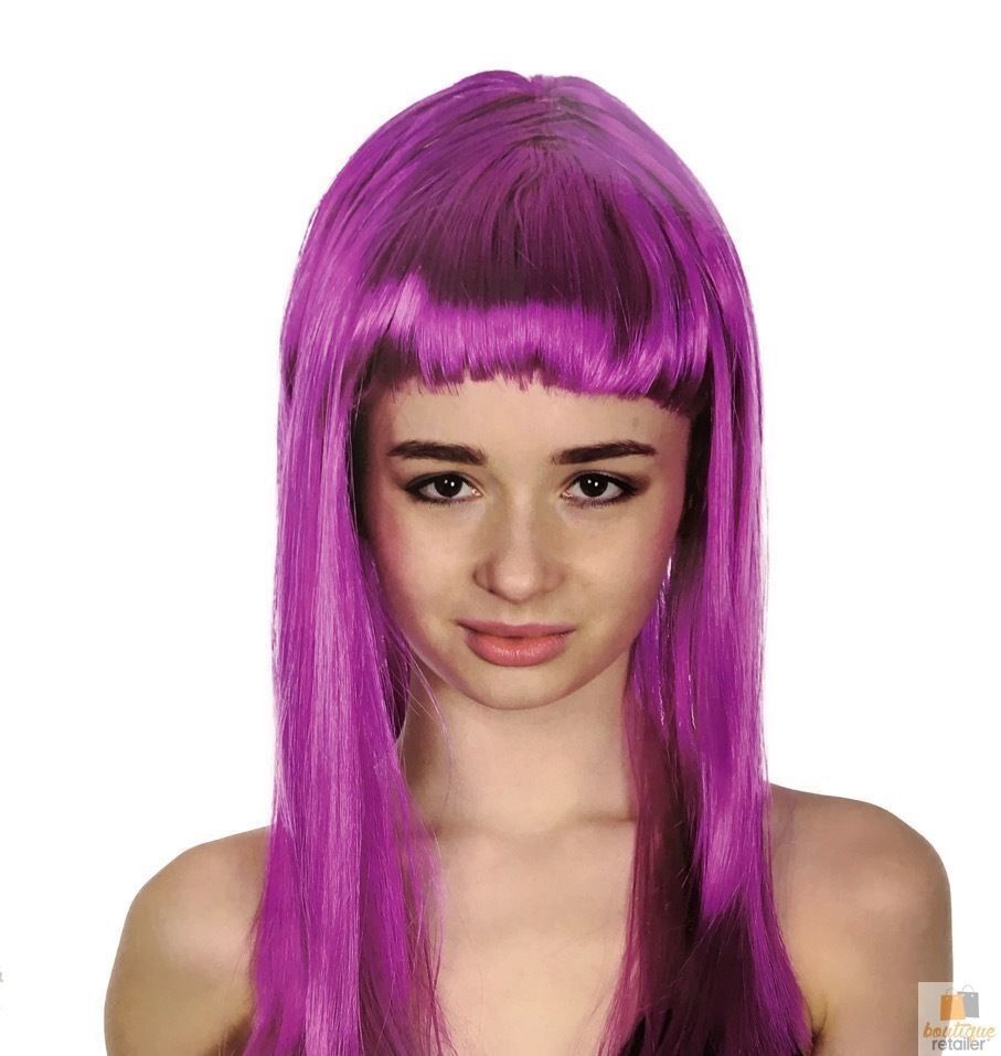 Costumes & Accessories: LONG WIG Straight Party Hair Costume Fringe Cosplay Fancy Dress 70cm Womens - Fuchsia (22455)