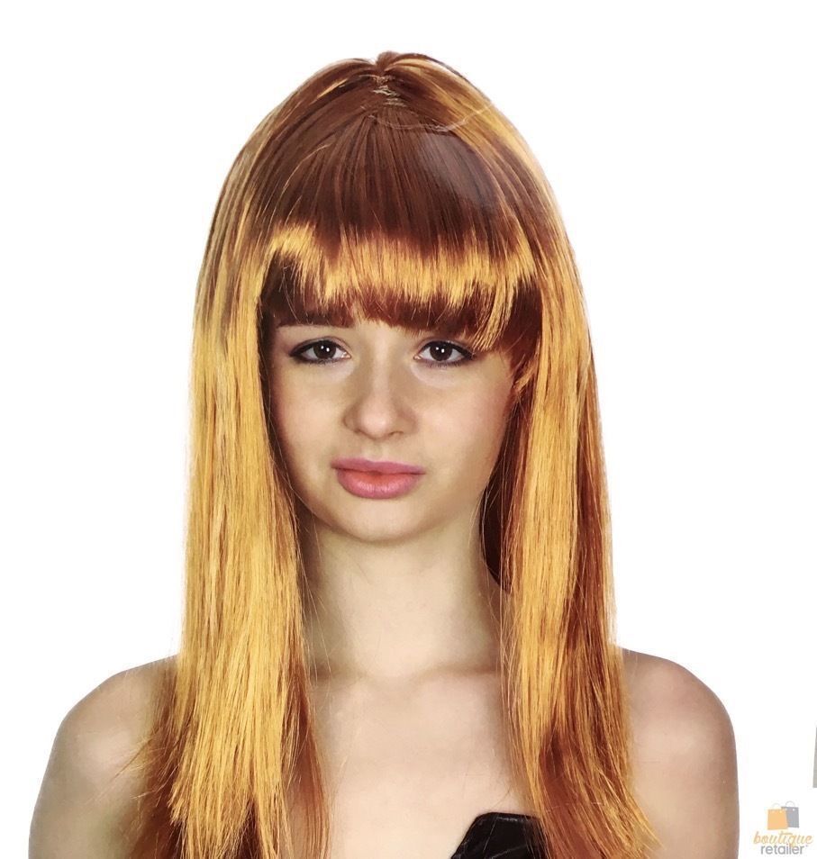 Costumes & Accessories: LONG WIG Straight Party Hair Costume Fringe Cosplay Fancy Dress 70cm Womens - Golden Brown (22463)