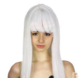 Costumes & Accessories: LONG WIG Straight Party Hair Costume Fringe Cosplay Fancy Dress 70cm Womens - White (22451)