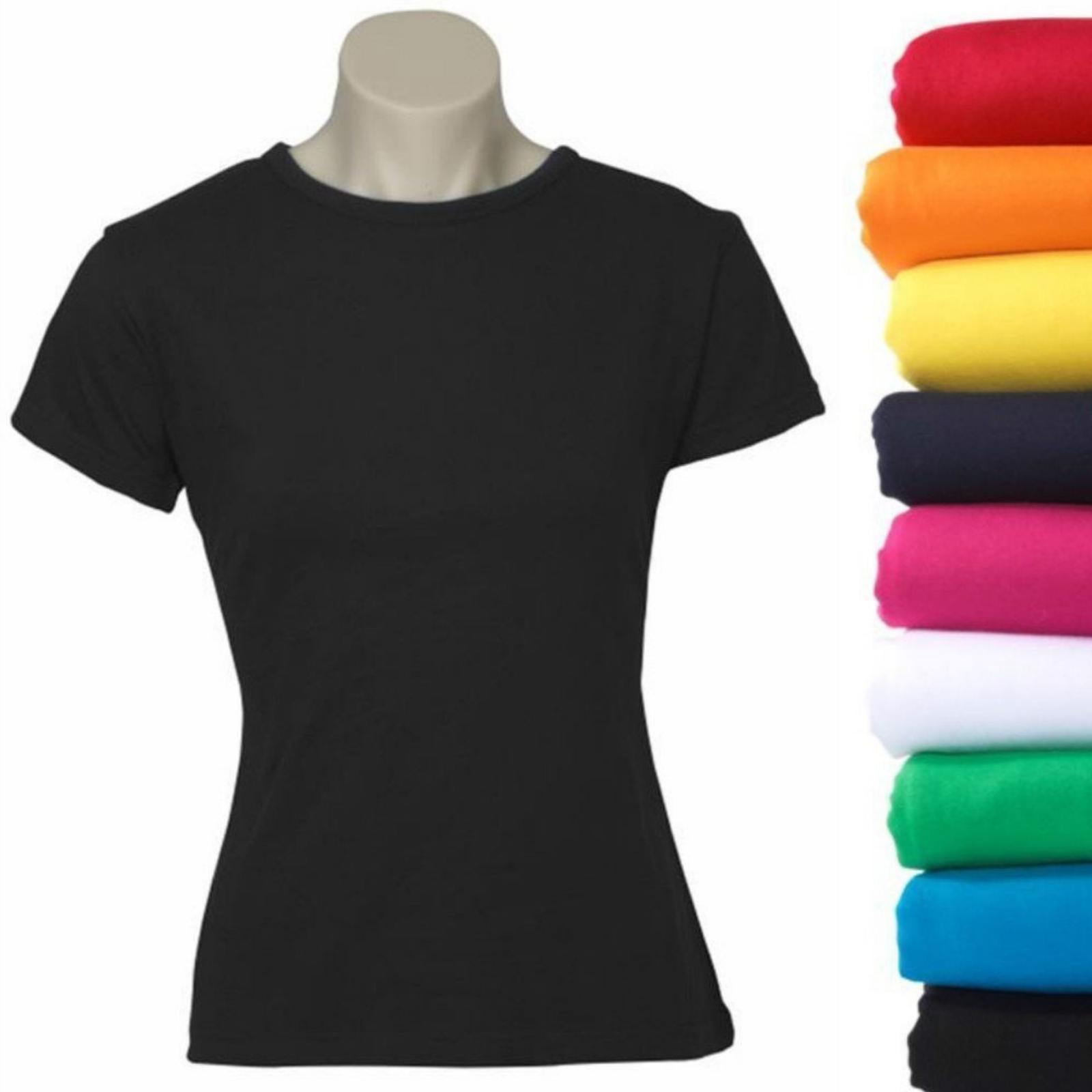 Womens Plain Ladies T SHIRT 100% COTTON Basic Tee Casual Top Size 6-24 T-Shirt - Red - 22