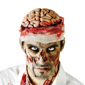 Zombie Brain Skull Cap Costume Halloween Bloody Headpiece Fancy Dress Bandage