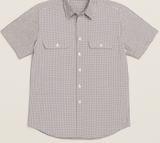 Bisley Mens Short Sleeve Check Shirt Checkered Cotton Blend Casual Business Work - Burgundy - L