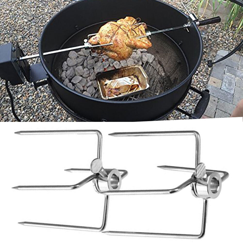 BBQ Tools: 2pcs Rotisserie Spit Forks Roast Chicken Fork Kabob Skewer BBQ Spit Forks Gyro