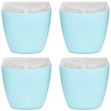 Foldable Bins: 4x Oval Swing Top Waste Rubbish Bin Acrylic Lightweight Compact Bathroom Office in Blue