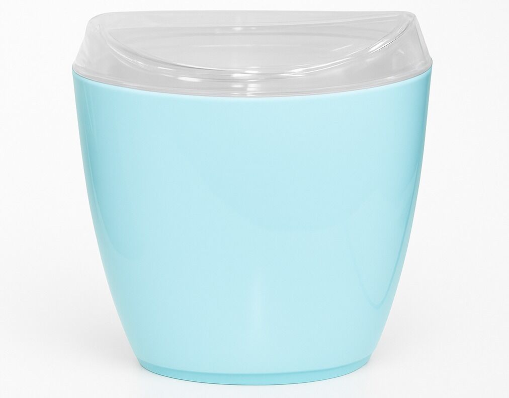 4x Oval Swing Top Waste Rubbish Bin Acrylic Lightweight Compact Bathroom Office in Blue