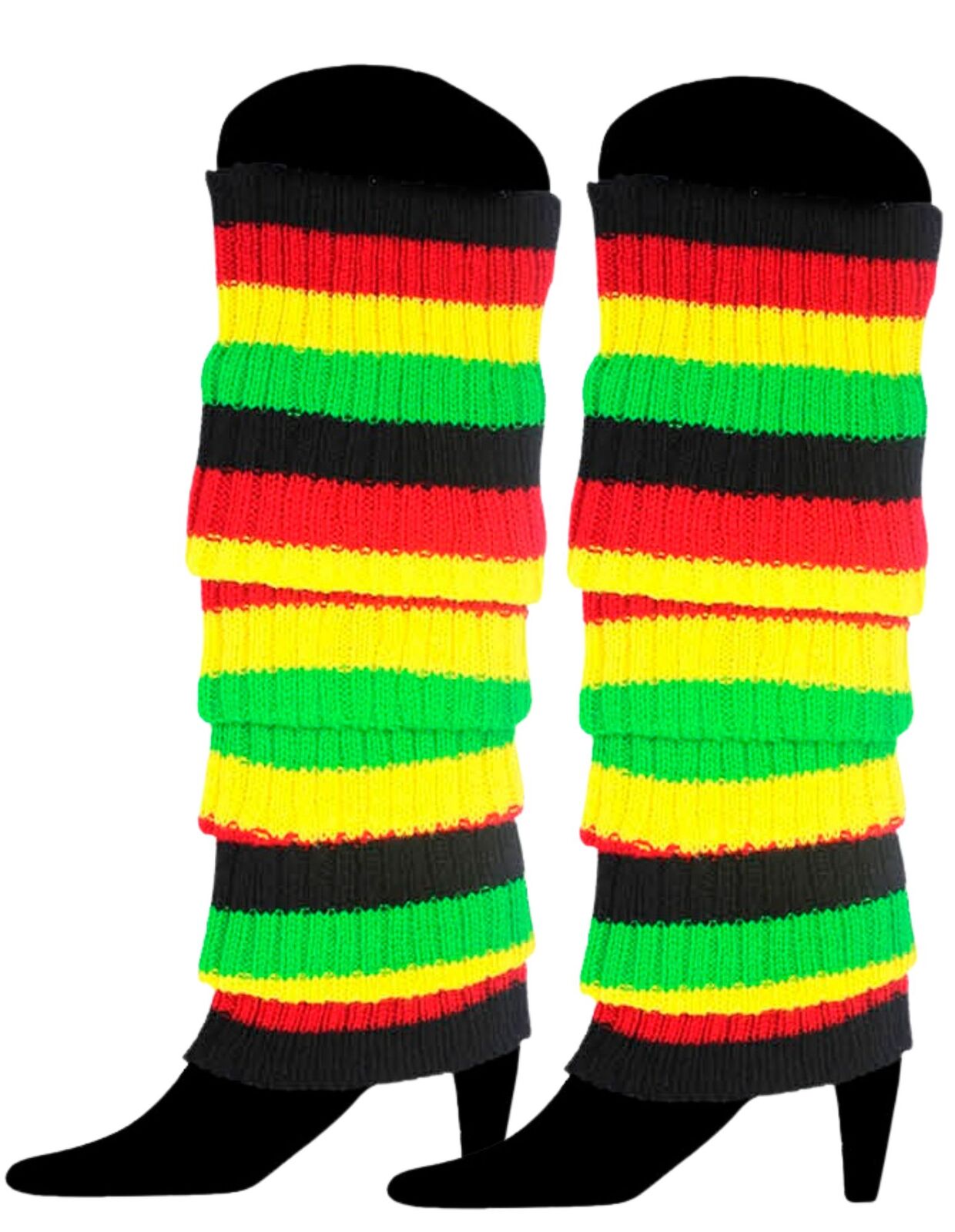 Costumes & Accessories: RAINBOW LEG WARMERS High Knitted Womens Neon Party Knit Ankle Socks 80s Dance - Indigenous Colours