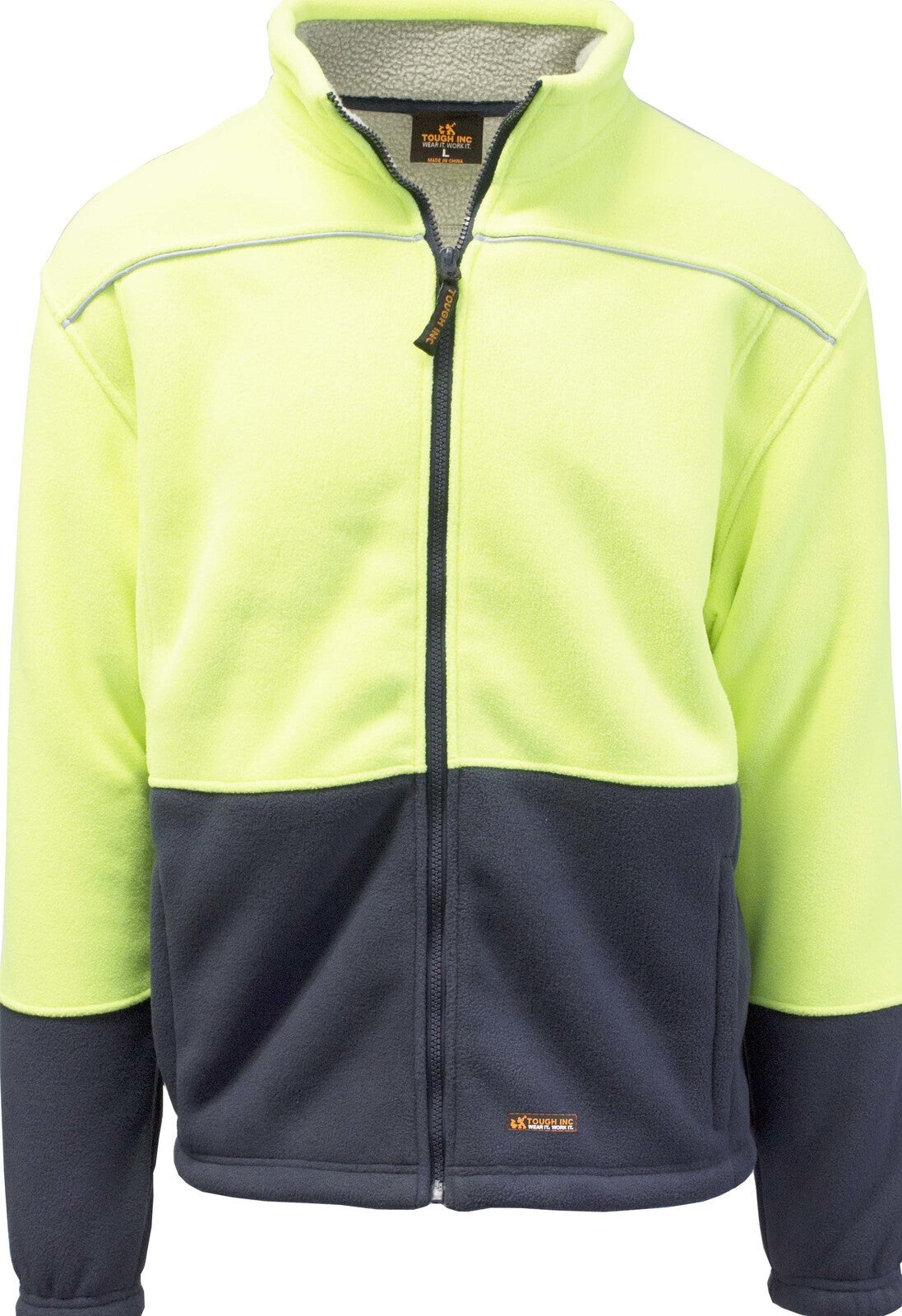 Men's Coats & Jackets: HI VIS Polar Fleece Sherpa Jacket Full Zip Thick Lined  Winter Safety Jumper - Yellow - 3XL