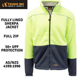 Men's Coats & Jackets: HI VIS Polar Fleece Sherpa Jacket Full Zip Thick Lined  Winter Safety Jumper - Yellow - 3XL
