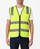 Work Safety Protective Equipment: Hi Vis Safety Vest Reflective Tape Zip Up Workwear Pocket High Visibility in Yellow - M