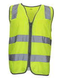 Work Safety Protective Equipment: Hi Vis Safety Vest Reflective Tape Zip Up Workwear Pocket High Visibility in Yellow - M