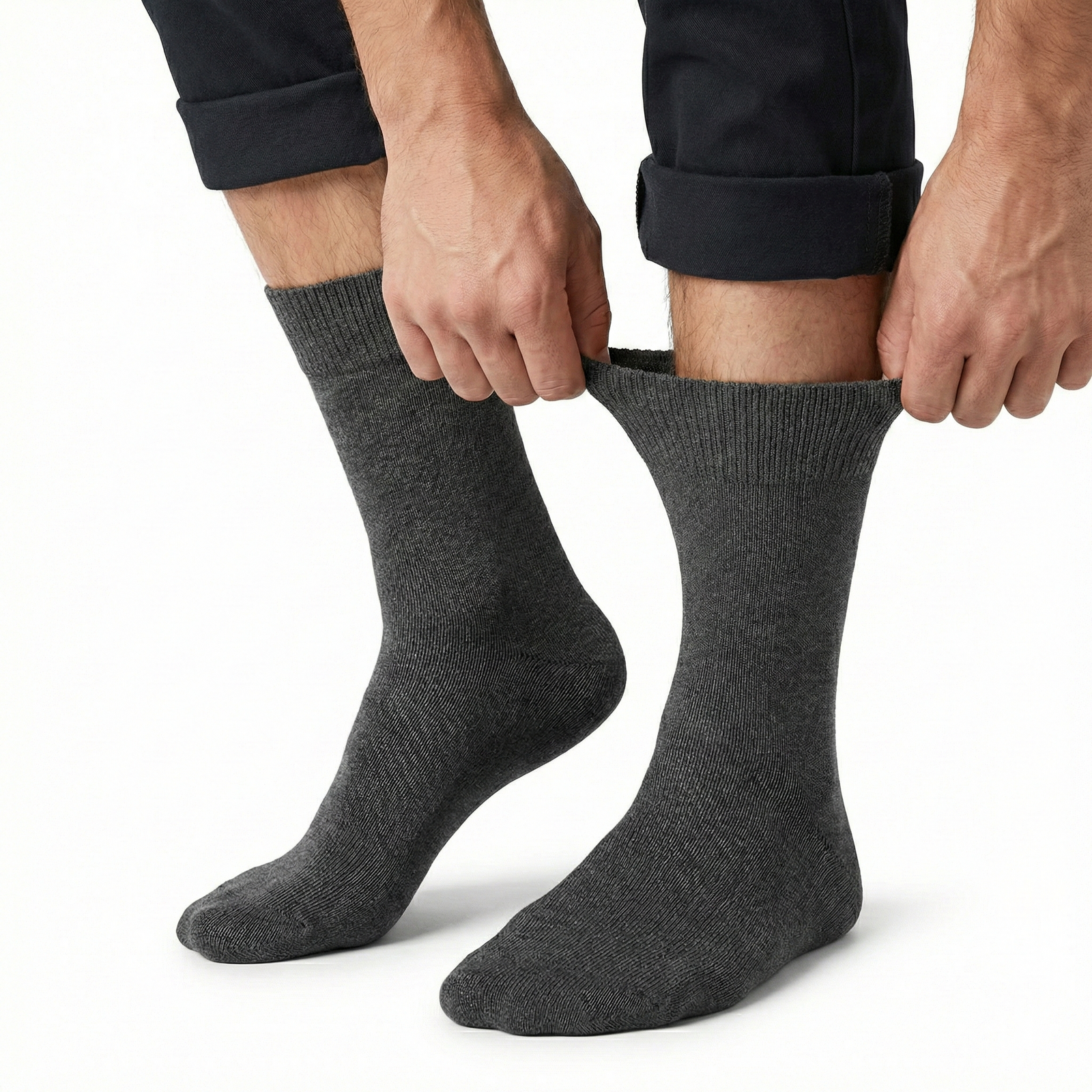 1x Pair COTTON Rich LOOSE TOP SOCKS Circulation Diabetic Comfort in Charcoal - 6-11