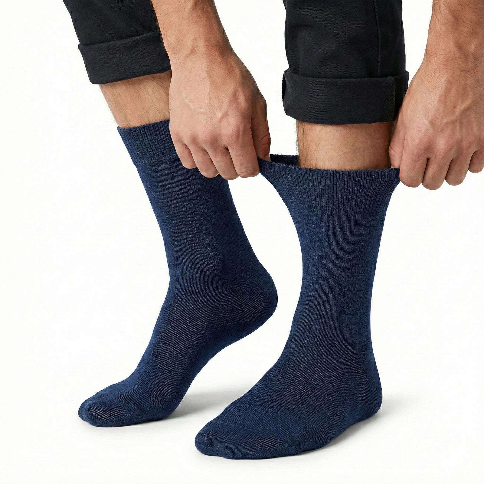 1x Pair COTTON Rich LOOSE TOP SOCKS Circulation Diabetic Comfort in Navy - 6-11