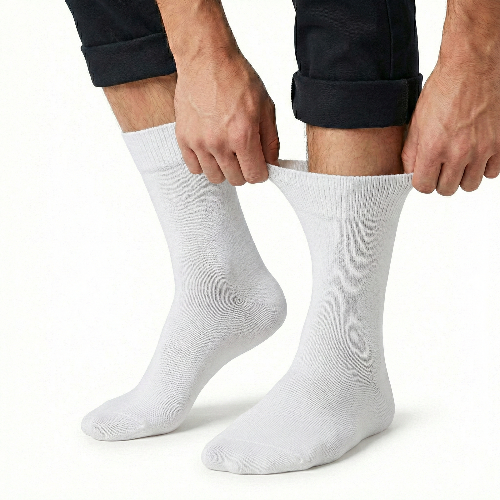 1x Pair COTTON Rich LOOSE TOP SOCKS Circulation Diabetic Comfort in White - 6-11