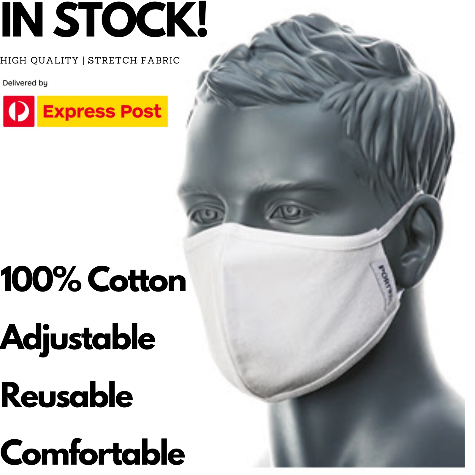 Work Safety Protective Equipment: 100% Cotton Face Mask Washable Reusable Mask Protect Anti-Microbial Fabric Mouth Cover