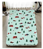 Bed Sheets: Queen Luxury 100% Cotton Flannelette Fitted Bed Sheet Flannel -  Trees/Caravan