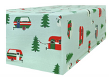 Bed Sheets: Queen Luxury 100% Cotton Flannelette Fitted Bed Sheet Flannel -  Trees/Caravan