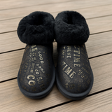 Womens Australian Sheepskin Wool Fur Mini UGG Ankle Boots in Gold Black - 4