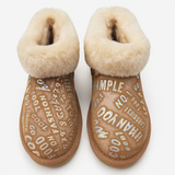 Womens Australian Sheepskin Wool Fur Mini UGG Ankle Boots in Metallic Chestnut - 6