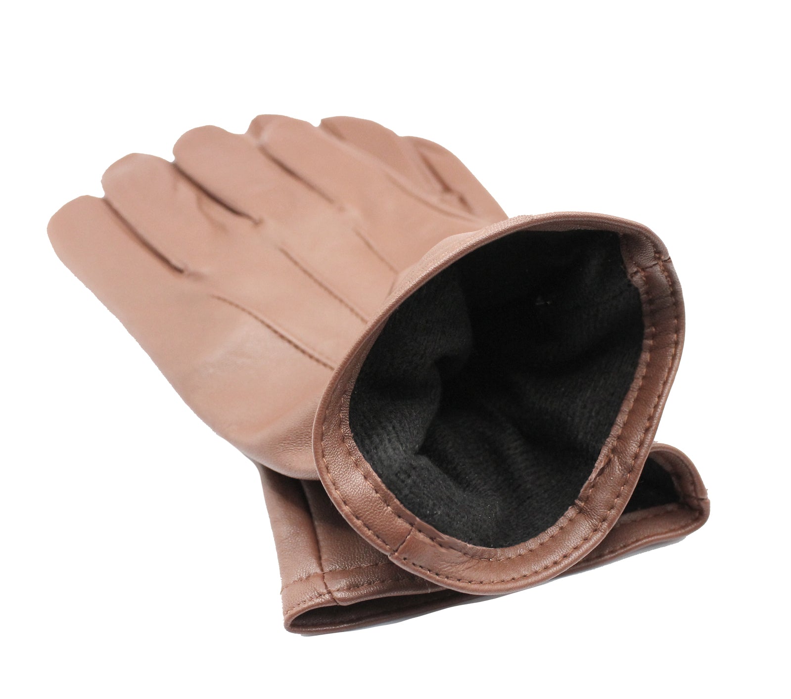Men's Accessories: Dents Mens Genuine Full Grain Leather Gloves 3 Point Stitch Fleece Lined Warm Winter - Cognac - X-Small