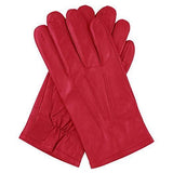 Men's Accessories: Dents Mens Genuine Full Grain Leather Gloves 3 Point Stitch Fleece Lined Warm Winter in Red - Small