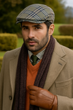 Men's Hats & Caps: DENTS Quilted Flat Ivy Cap Hat Driving Newsboy Elastic Back Cabbie - Grey Check - 55cm