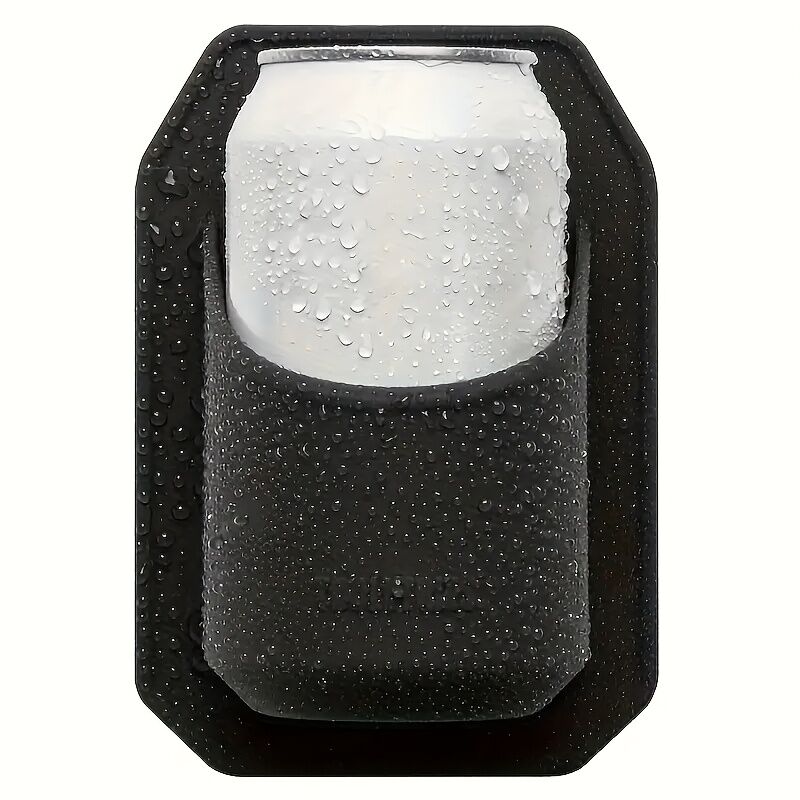 Bath Caddies: Silicone Shower Beer Holder Wall Mounted Beverage Can Rack Self Adhesive in Black