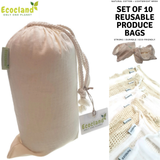 Food Storage: Set of 10 ECOCLAND Reusable Mesh Produce Bags Fruit Grocery Storage Washable Eco Bag