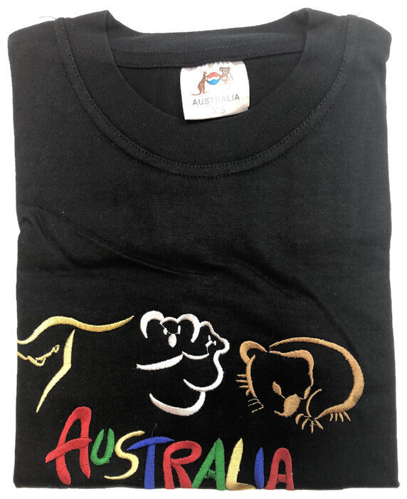 Men's Tops & T-shirts: Adult Australia T Shirt Kangaroo Koala 100% Cotton Souvenir Tee Top - Black - XL