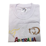 Adult Australia T Shirt Kangaroo Koala 100% Cotton Souvenir Tee Top - White - XL