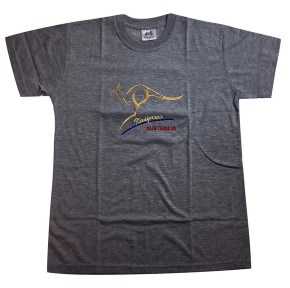 Adult Australian Kangaroo T Shirt Australia Day 100% Cotton Souvenir Tee Top - Grey - XL