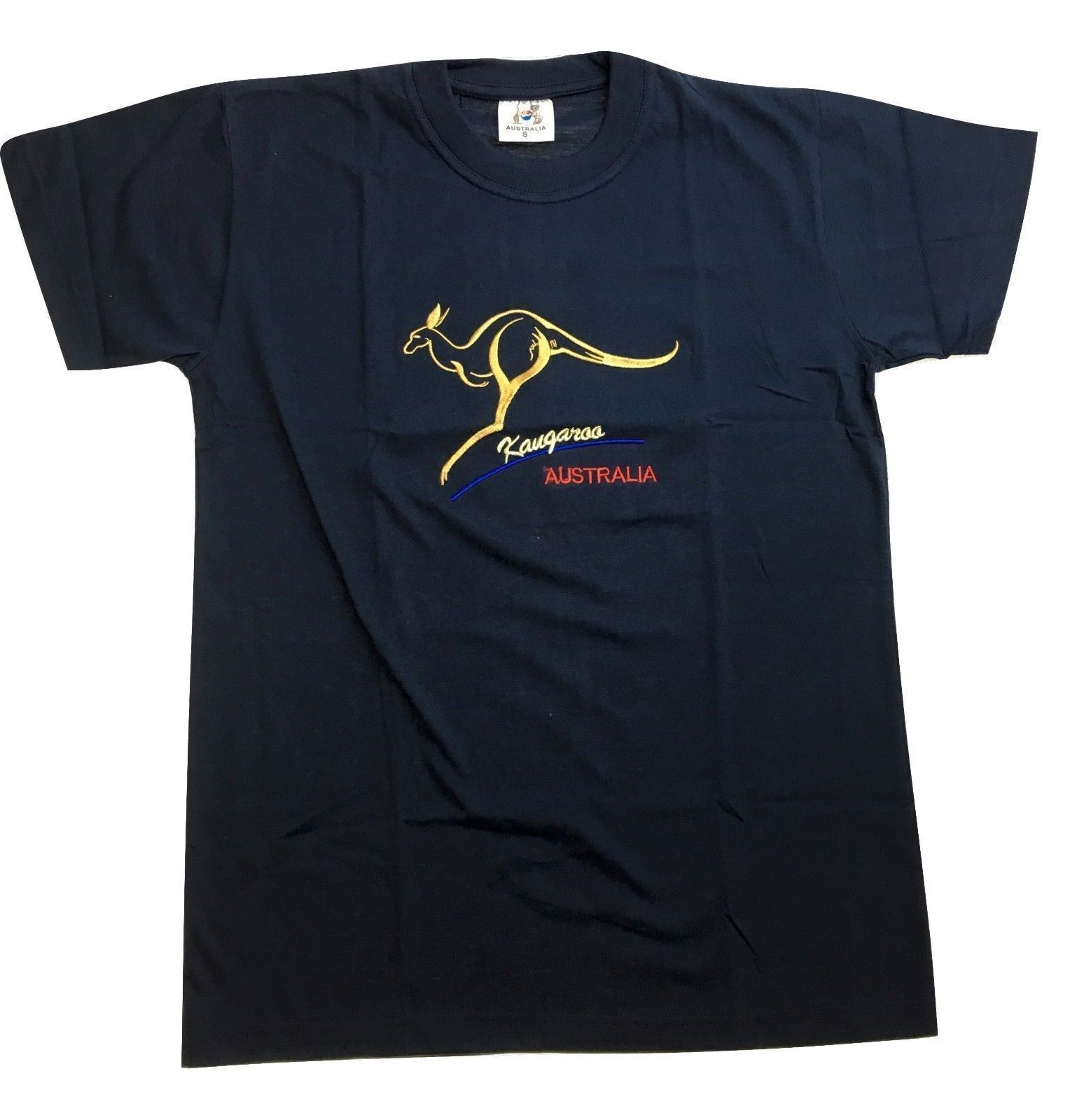 Men's Tops & T-shirts: Adult Australian Kangaroo T Shirt Australia Day 100% Cotton Souvenir Tee Top - Navy - XL