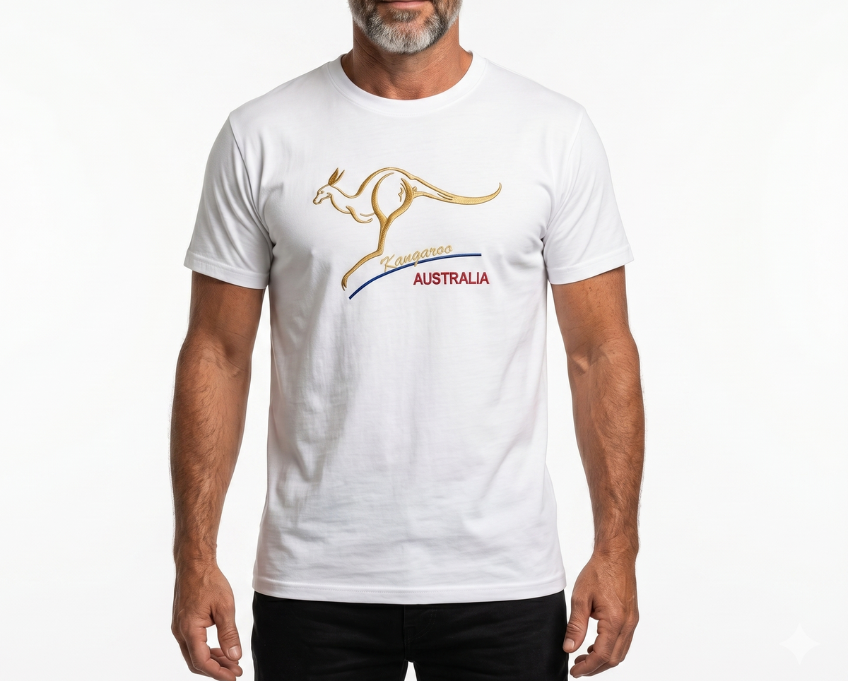 Adult Australian Kangaroo T Shirt Australia Day 100% Cotton Souvenir Tee Top - White
