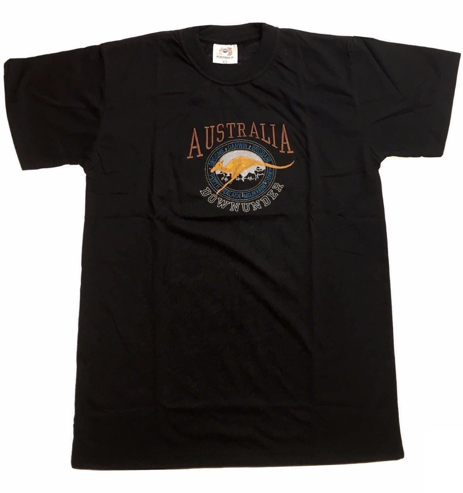 Men's Tops & T-shirts: Adult Australia Kangaroo T Shirt Australia Day Souvenir Tee Top 100% Cotton - Black - S