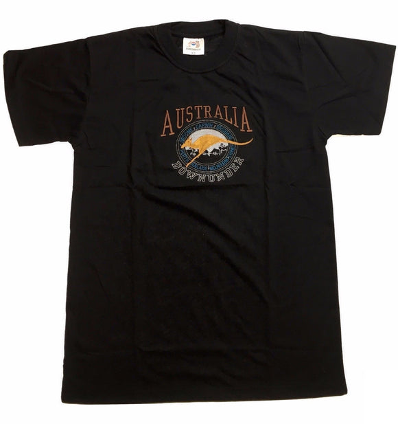 Adult Australia Kangaroo T Shirt Australia Day Souvenir Tee Top 100% Cotton - Black - XS