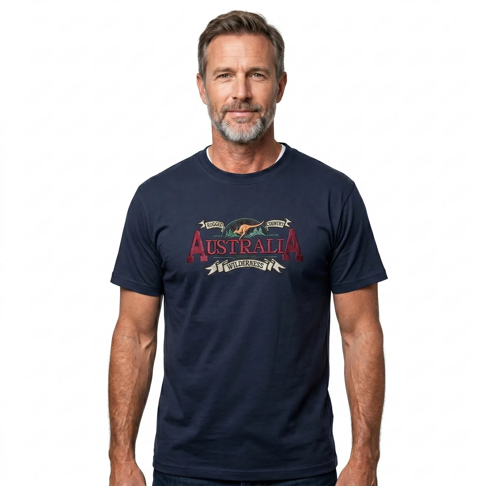 Mens Australia Wilderness T Shirt Souvenir Tee Top 100% Cotton - Navy Blue - M