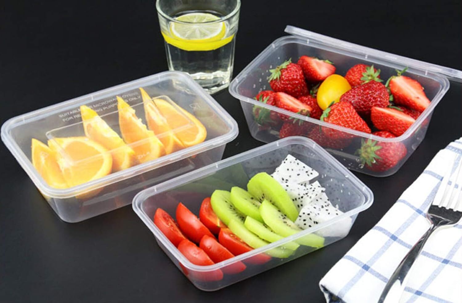 Storage Boxes: 96pcs 2000ml Reusable Food Containers Plastic Meal Prep Storage w/ Lids - BPA Free (246*157*67mm)