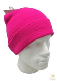 Unisex Fluro Beanie Hi Vis Knit Winter Hat Ski Cap One Size - Fluro Pink
