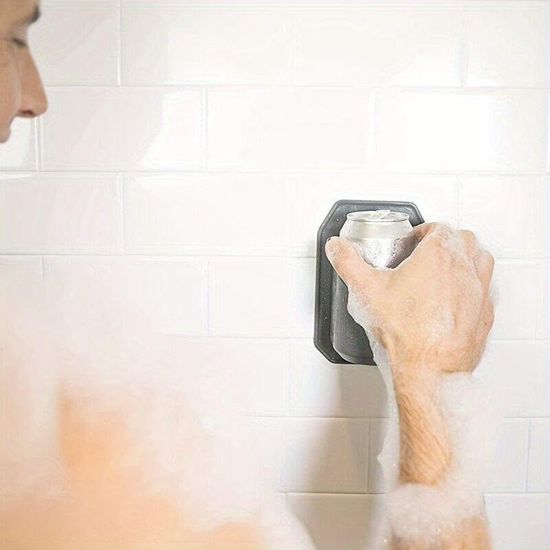 Bath Caddies: PP Sturdy Hard Plastic Shower Beer Holder Wall Mounted Beverage Can Rack Self Adhesive