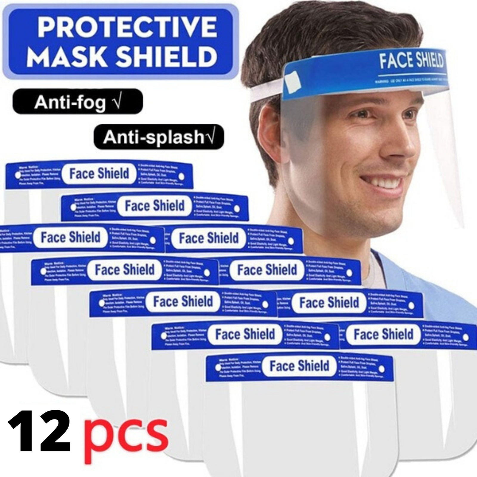 Work Safety Protective Equipment: 12x Safety Full Face Shield Clear Glasses Anti-Fog Eye Protector Shop Dental