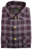 Men's Shirts: Mens Flannelette Shirt 100% Cotton Check Authentic Flannel Long Sleeve Vintage - Burgundy - S