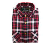 Men's Shirts: Mens Flannelette Shirt 100% Cotton Check Authentic Flannel Long Sleeve Vintage - Burgundy - S
